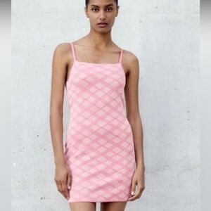 Zara Pink Geometric Sleeveless Dress